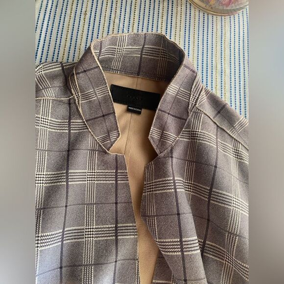 Blank NYC Anthropologie Jacket Women Size 2X Renegade Gray Brown Plaid Longline - Picture 13 of 16
